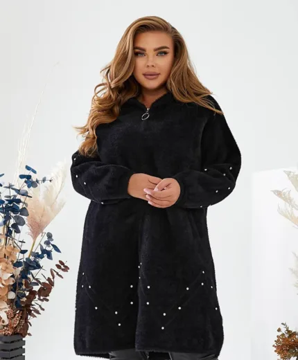 Пальто з альпаки чорне великого розміру