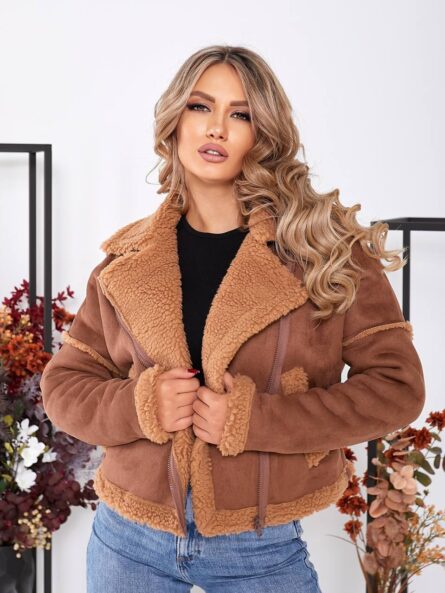 Куртка-косуха сіра та коричнева - Зображення 7