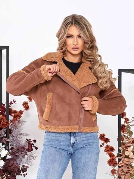 Куртка-косуха сіра та коричнева - Зображення 8