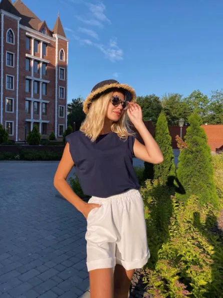 Футболка синя з підплічниками - Зображення 2