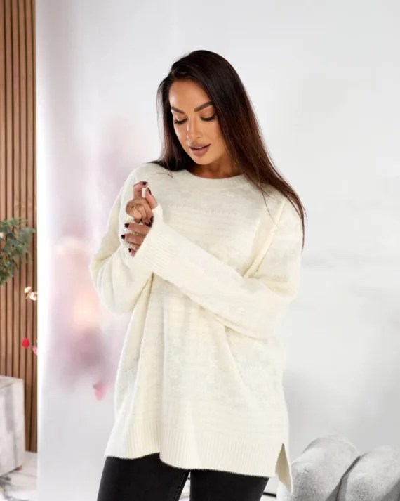 Жіноча туніка oversize з шерсті та акрилу – теплий светр 46–56