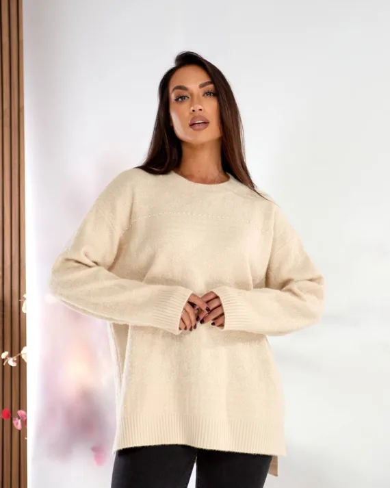 Жіноча туніка oversize з шерсті та акрилу – теплий светр 46–56 - Зображення 4