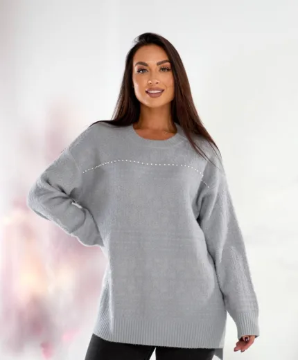 Жіноча туніка oversize з шерсті та акрилу – теплий светр 46–56