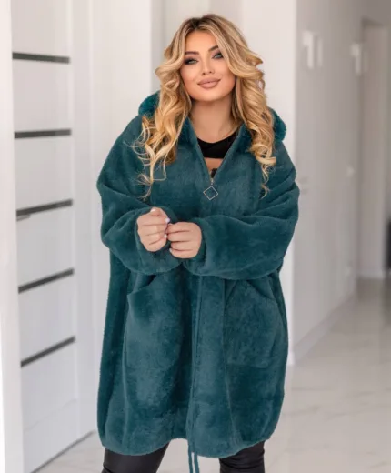 Довга жіноча куртка з альпаки великих розмірів (56-70)