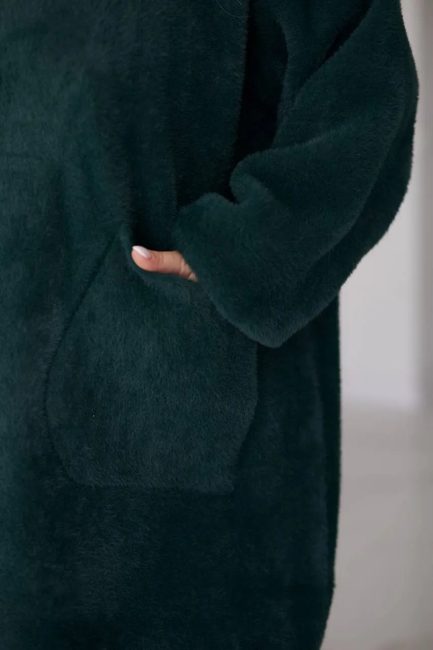 Довга жіноча куртка з альпаки великих розмірів (56-70) - Зображення 3