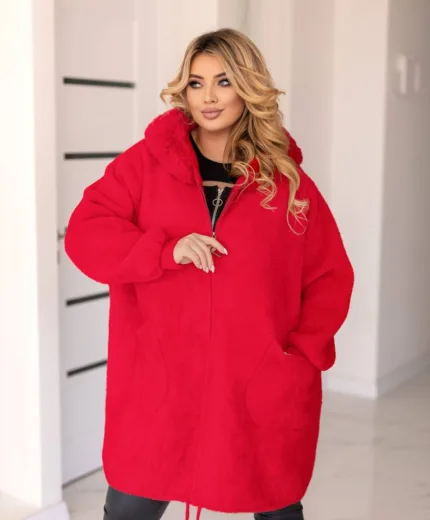 Довга жіноча куртка з альпаки великих розмірів (56-70)