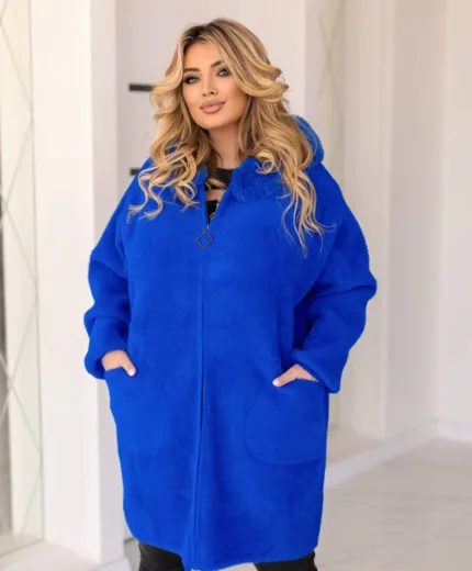 Довга жіноча куртка з альпаки великих розмірів (56-70)