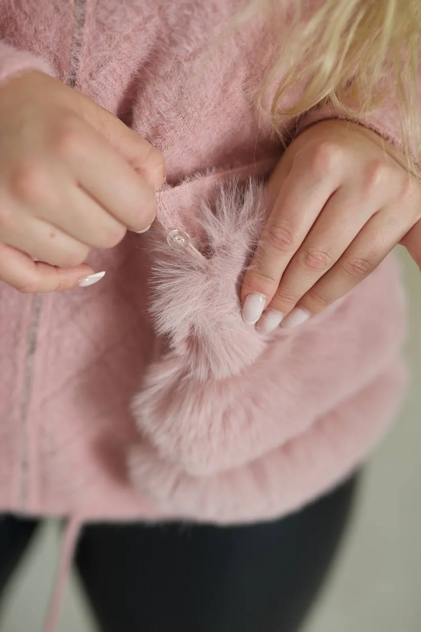 Коротке пальто з альпаки жіноче | Тепле пальто з хутром | Розміри 50–58 - Зображення 2