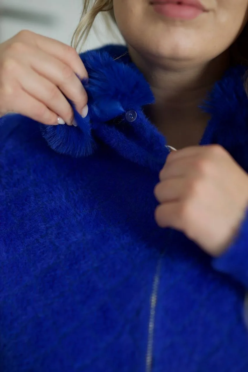 Коротке пальто з альпаки жіноче | Тепле пальто з хутром | Розміри 50–58 - Зображення 3