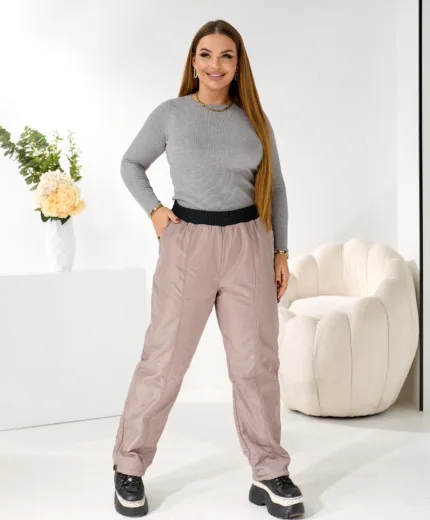 Теплі жіночі штани з плащівки на флісі