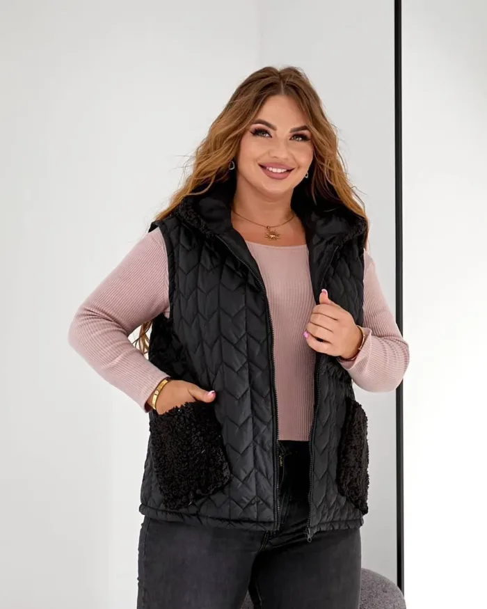 Стильна стьобана жилетка з капюшоном - Зображення 5