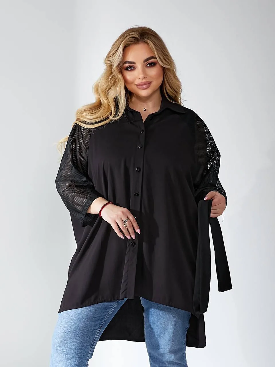 Стильна блуза оверсайз з акцентними рукавами - Зображення 2