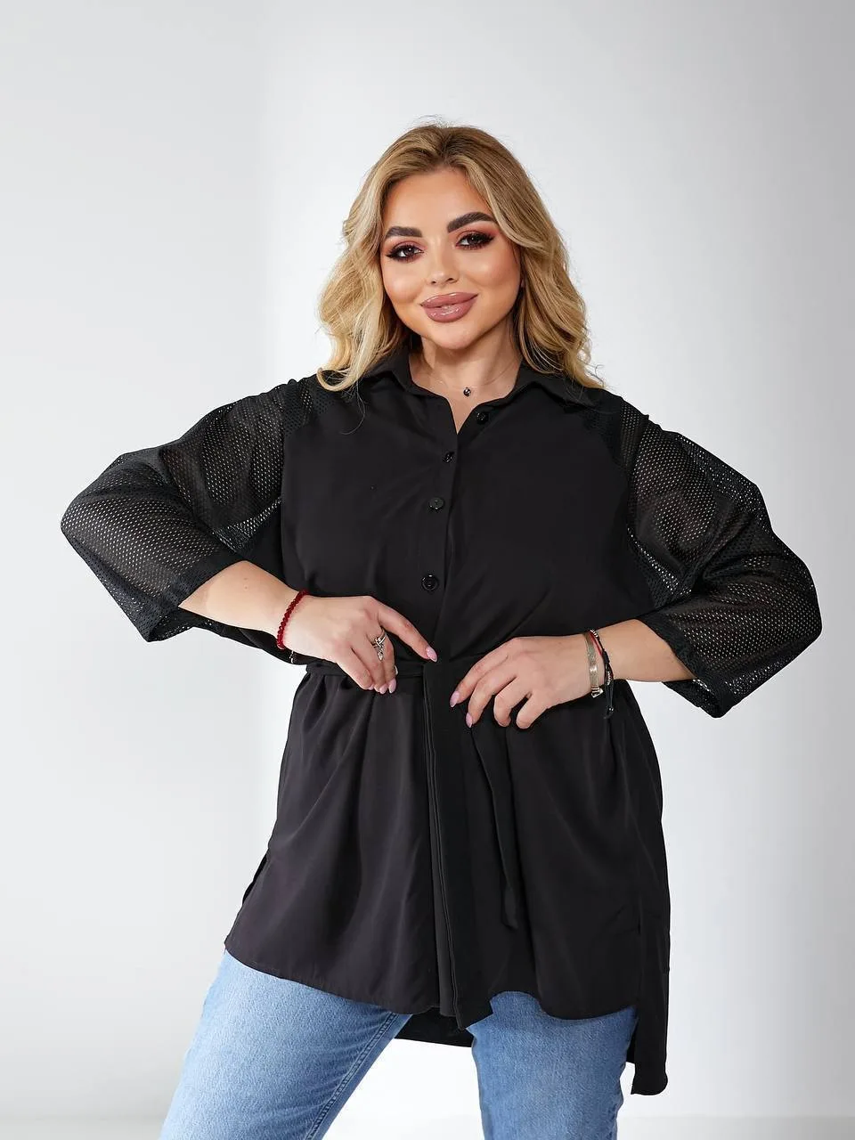 Стильна блуза оверсайз з акцентними рукавами - Зображення 4