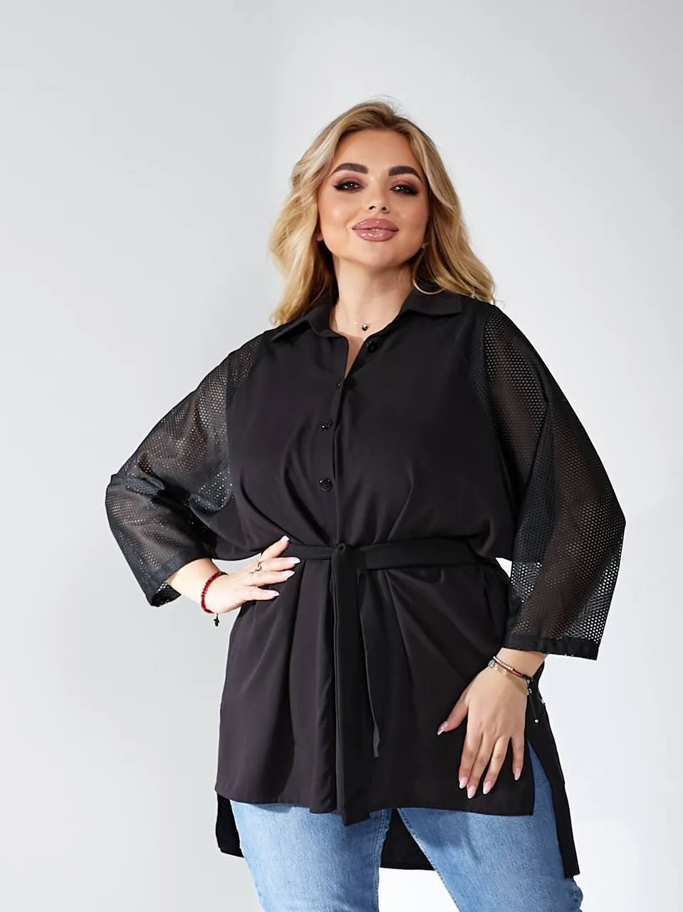 Стильна блуза оверсайз з акцентними рукавами - Зображення 5