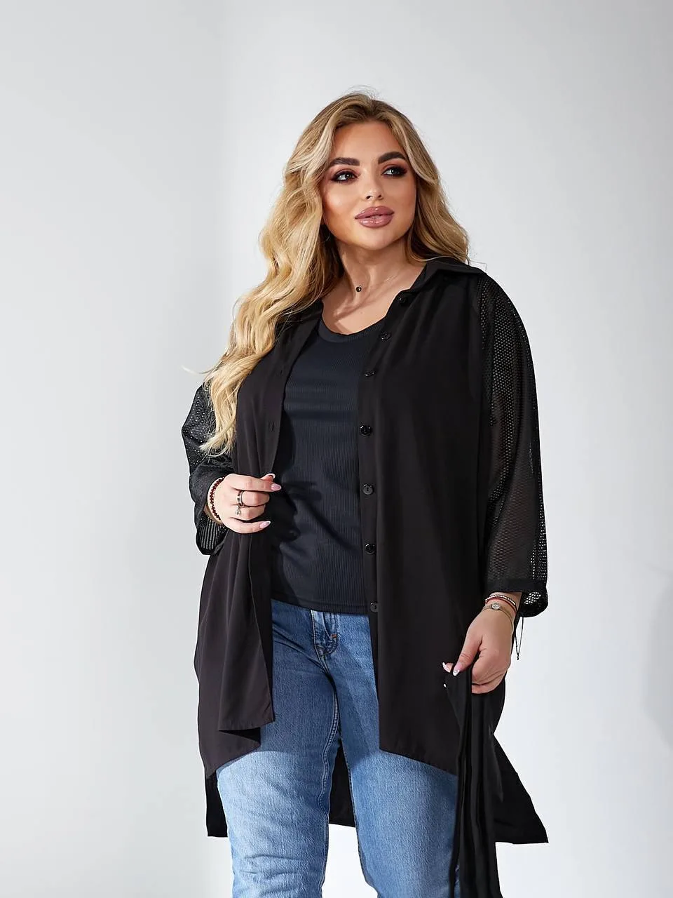 Стильна блуза оверсайз з акцентними рукавами - Зображення 6