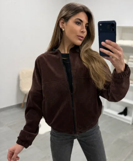 Вельветовий бомбер вільного крою