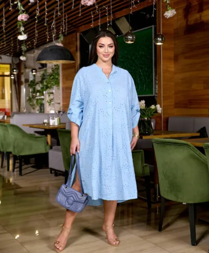 Жіноча літня сукня з перфорованого італійського котону (батал)