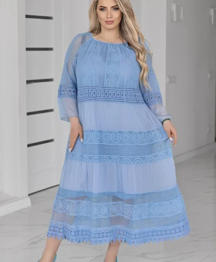 Романтична жіноча сукня батал з мереживом (52–60)