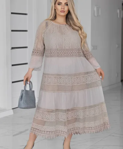 Романтична жіноча сукня батал з мереживом (52–60)