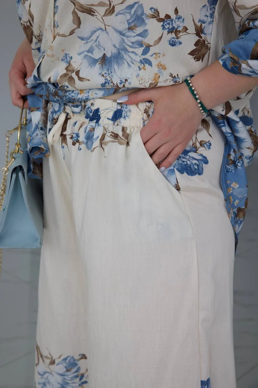 Елегантний жіночий костюм з віскози з квітковим принтом (батал 54–62) - Зображення 8