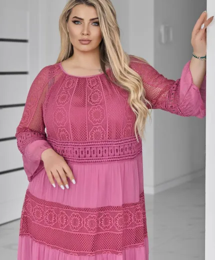 Романтична жіноча сукня батал з мереживом (52–60)