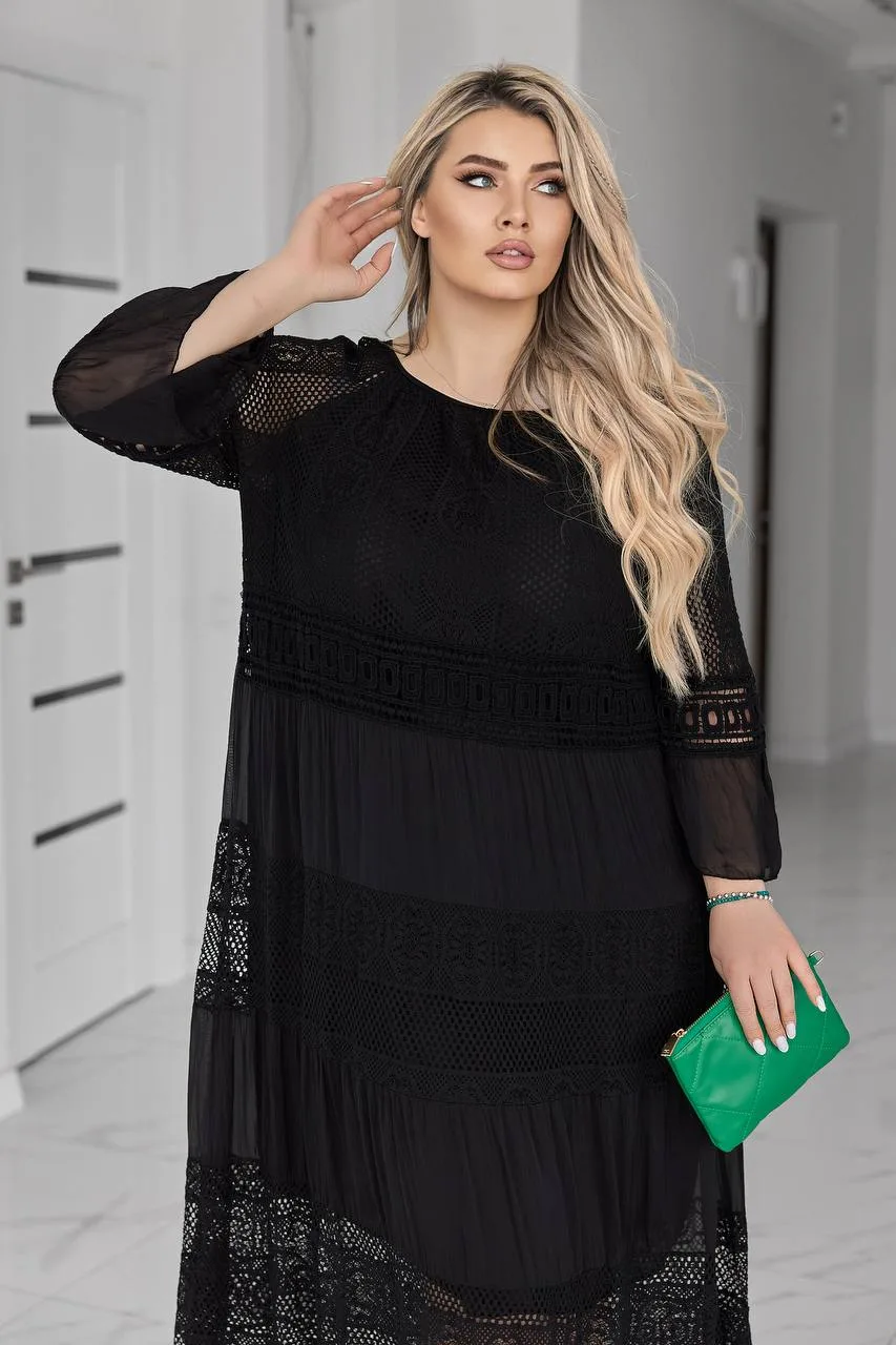 Романтична жіноча сукня батал з мереживом (52–60) - Зображення 6