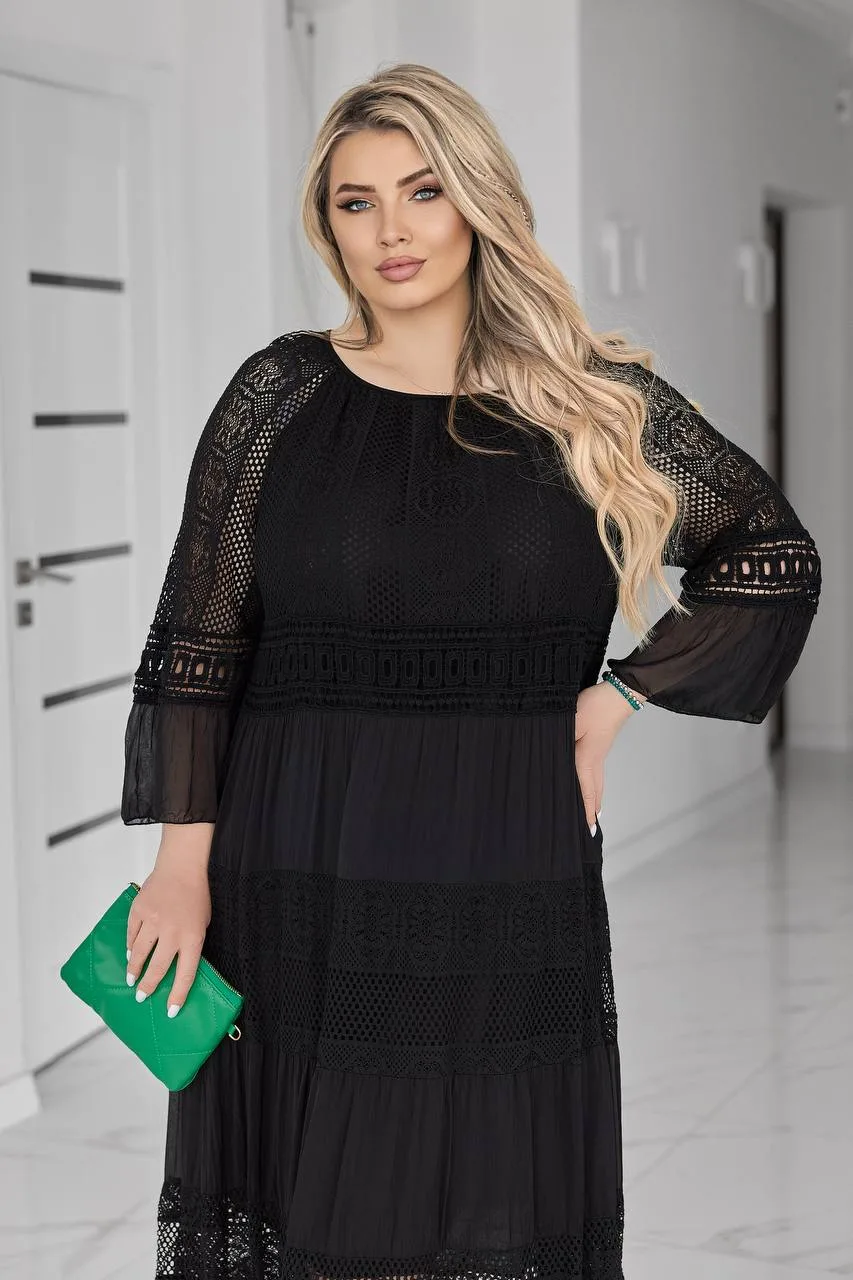 Романтична жіноча сукня батал з мереживом (52–60) - Зображення 5