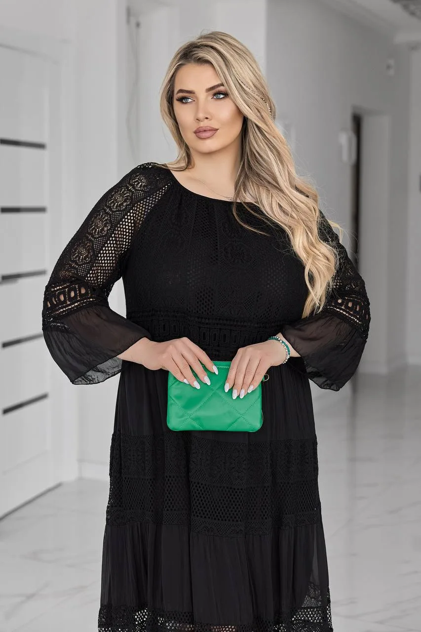 Романтична жіноча сукня батал з мереживом (52–60) - Зображення 3