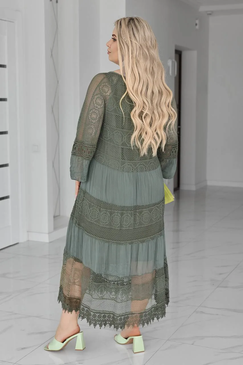 Романтична жіноча сукня батал з мереживом (52–60) - Зображення 6