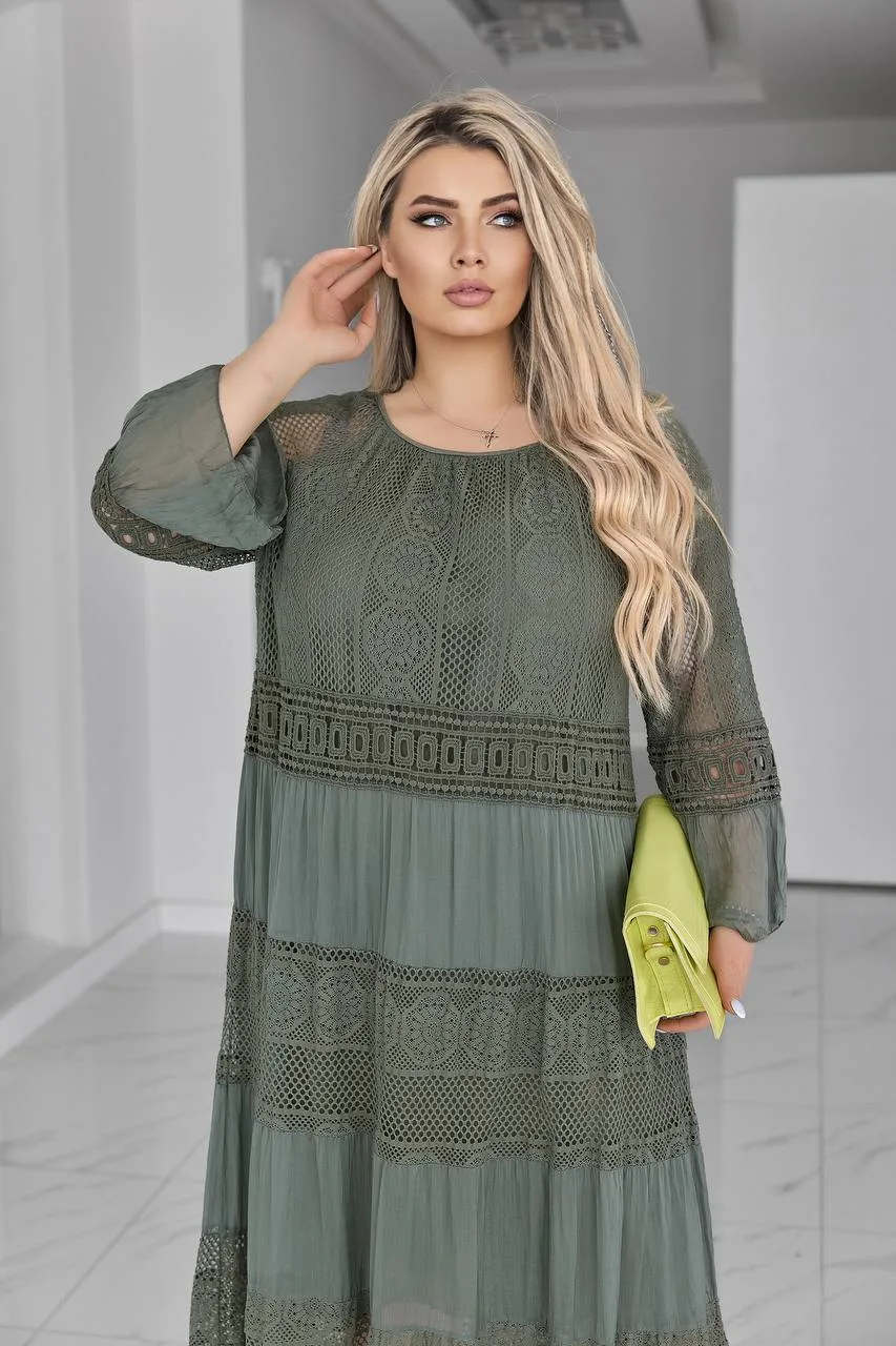 Романтична жіноча сукня батал з мереживом (52–60) - Зображення 2